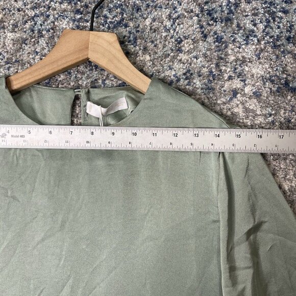 Mango Womens Long Satin Blouse Top Green Size 6 - Picture 6 of 9